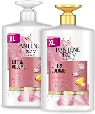 Pantene Shampoo And Conditioner Set, Hair Thickening Products For Women - Volume Shampoo And Hair Conditioner VALUE PACK 2 x 1000ml Pump Bottles