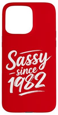 Funny Attitude Sassy Since 1982 Retro Mama Wife Sass Queen Custodia per iPhone 15 Pro Max