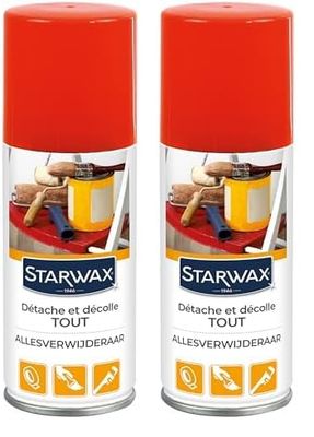 STARWAX - Spray Détachant et Décolle Tout - Elimine les colles et taches tenaces - Idéal avant Lessive - Usage sur Textiles, Cuir, Bois, PVC, Métal - Parfum Orange - Fabrication Française - 100ml