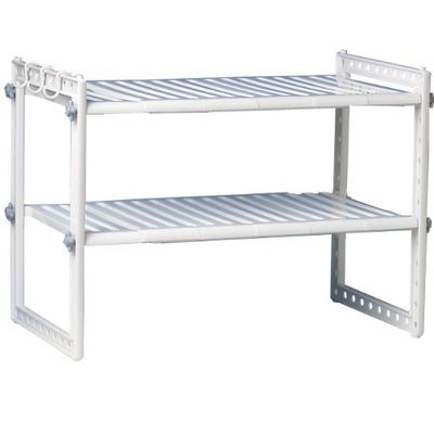 Rayen - Organizador de baixa pia universal, prateleira ajustável com 10 lâminas removíveis e tubos telescópicos, largura expansível 41-70 cm, altura 40 cm