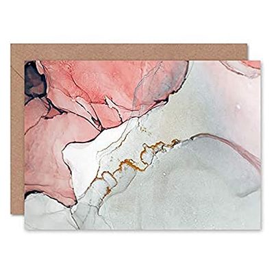 Wee Blue Coo Abstract Paint With Pink Grey Greeting Card With Envelope Inside Premium Quality