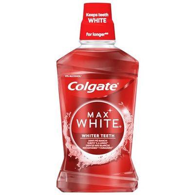 Colgate Max White Expert Risciacquo sbiancante, confezione da 12 x 500 ml, 0% alcool, denti più bianchi all'istante, protezione contro le macchie, contiene fluoro, protezione anticaries