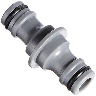 Xclou Conector para 2 mangueiras de jardim de plástico de 1/2", adaptador para 2 mangueiras de rega de 13 mm, união rápida para mangueiras de água, cinzento