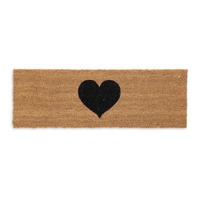 Relaxdays Zerbino Ingresso Casa, 75 x 25 cm, con Cuore, Tappeto per Interni e Esterni, in Fibra di Cocco, Marrone Nero