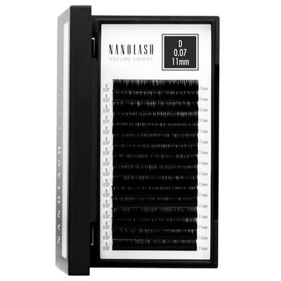 Ciglia finte per extension Nanolash - professionali extension ciglia volume (0.07 D, 11mm)