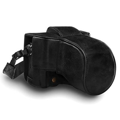 MegaGear MG1550 Estojo Ever Ready, capa de uso em couro genuíno, com correia para Fujifilm X-T3 (XF23 mm - XF56 mm & 18-55 mm Lens) - preto