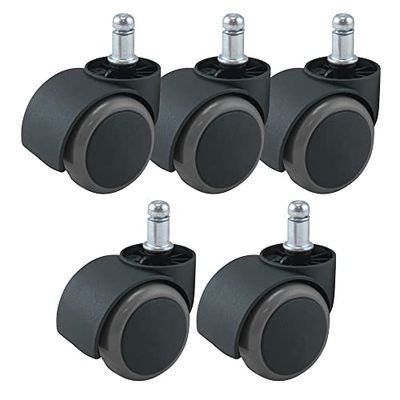 Waytex 78154 gummibelagda hjul för universell kontorsstol diameter 50 mm för hårt golv färg svart/grå - set med 5 st