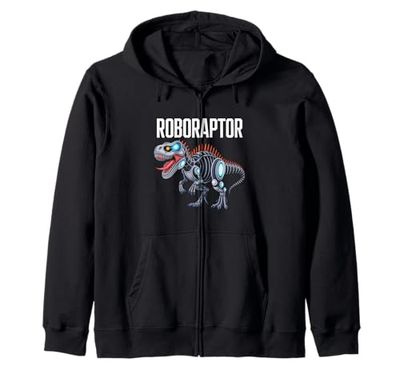 Robot Dinosaur T-Rex Robotic Engineer Dino Funny Robotics Zip Hoodie