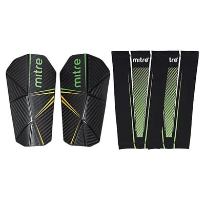 Delta Slip Pro Protège Tibias de Football Mixte Adulte, Noir/Vert/Jaune, M