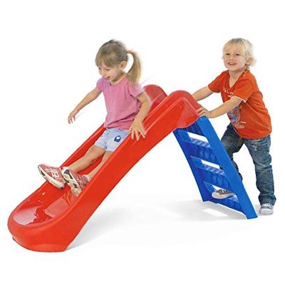 Sport1 tobogán 3 peldaños Plegable Que Ahorra Espacio. Jardín para niños de 1 a 4 años superresistente. de plástico 130 x 47 x 72 cm. Rojo/Azul. Máx. 30 kg