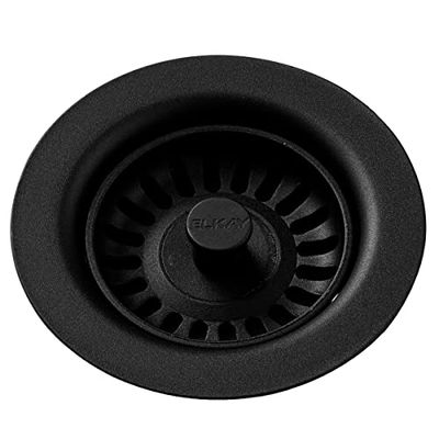 Elkay LKQS35BK Drain with Removable Strainer Black Disposer, LKQS35