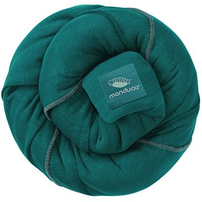 manduca Sling - Fular Portabebés Elástico - Para el Porteo de Bebés Desde Recién Nacido y Niños Hasta los 15 Kg - Algodón Ecológico - Certificado GOTS - Verde azulado
