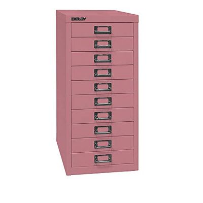 BISLEY MultiDrawer Série 29, DIN A4, 10 tiroirs, métal, Rose 601, 38 x 27,9 x 59 cm