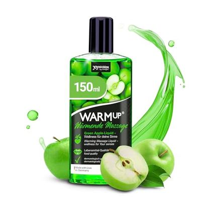 JOYDIVISION WARMup olio per massaggi alla mela verde 150 ml I Olio da massaggi con effetto riscaldante I Olio da massaggio al profumo e gusto di mela I Oli massaggi per coppie I Riscaldante