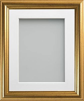 Frame Company Eldridge Gold Photo Frame with Off-White Mount, 8x6 for 5x3 inch, fitted with perspex