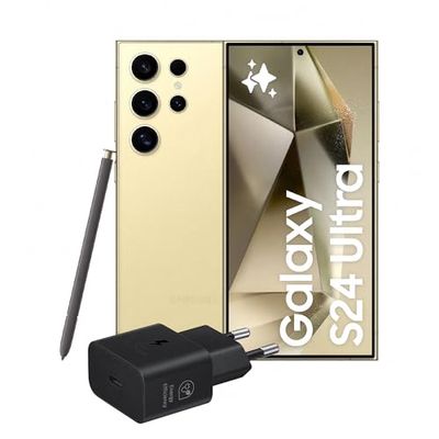 SAMSUNG Galaxy S24 Ultra Smartphone AI, Caricatore incluso, Display 6.8'' QHD+ Dynamic AMOLED 2X, Fotocamera 200MP, RAM 12GB, 256GB, 5.000 mAh, Titanium Yellow [Versione italiana]