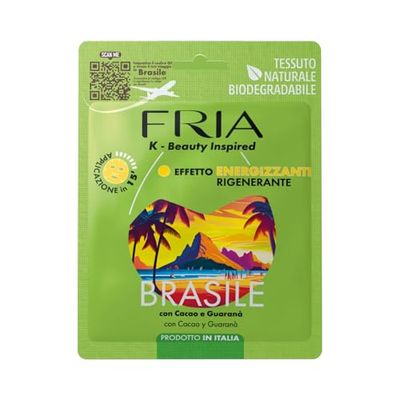 Fria K-Beauty Brasilien ansiktsmask med kakao och guarana, energiserande och regenererande effekt på huden, dermatologiskt testad, förpackning med 1 mask
