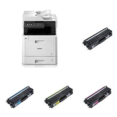 Brother MFC-L8690CDW A4 Colour Laser Wireless Multifunction Printer with Full Set of (High Yield) Toner Cartridges