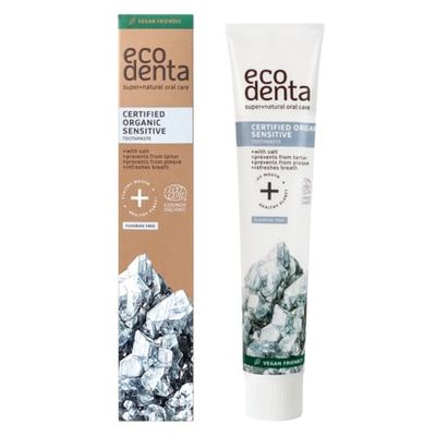 Ecodenta Dentifricio Biologico Senza Fluoruro - Dentifricio per alleviare la sensibilità con sale e Aloe Vera Vegan Friendly 75ml