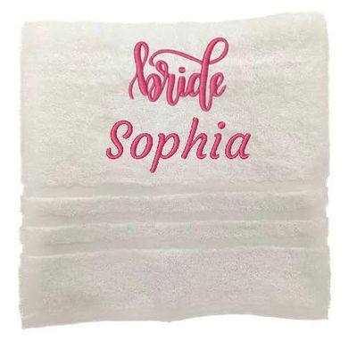 Asciugamano personalizzato con nome splendidamente ricamato Asciugamano da bagno Asciugamano in cotone 100% Asciugamano da bagno con nome (140 x 70 cm, Sposa)