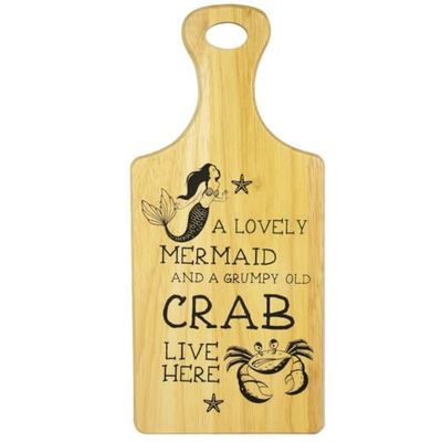 Nauticalia Mermaid and Crab Wooden Board, 34cm