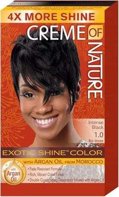 Revlon - Creme of Nature - Coloration Permanente - Cheveux Bouclés à Crépus - À l'Huile d’Argan du Maroc - Couvrance Totale - Intense Black 1.0 - 56 g