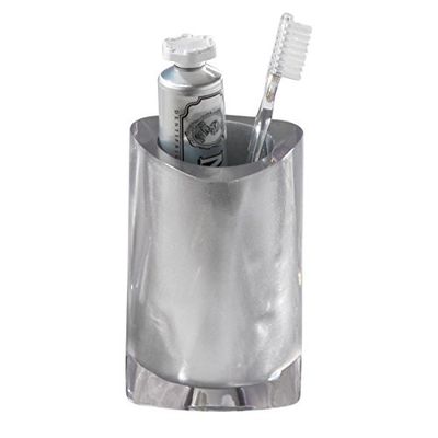 Gedy Argento, Twist Bagno, Misure e Peso: 12X8,5X8,5 CM & 0,465 kg, Porta spazzolino in Resina Resistente di Alta qualità, Design Babled&Co, Fatto a Mano, 2 Anni di Garanzia, Unica