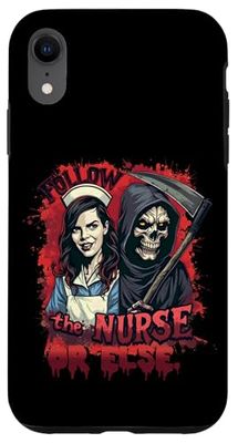 Segui l'infermiera O Else Healthcare Grim Reaper Halloween Custodia per iPhone XR