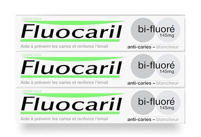 FLUOCARIL - Dentifrice Anti-Caries Bi-fluoré 145mg - Email renforcé et dents fortes - Aide à prévenir les caries et restaurer la blancheur naturelle (lot de 3x 75ml) (L'emballage peut varier)