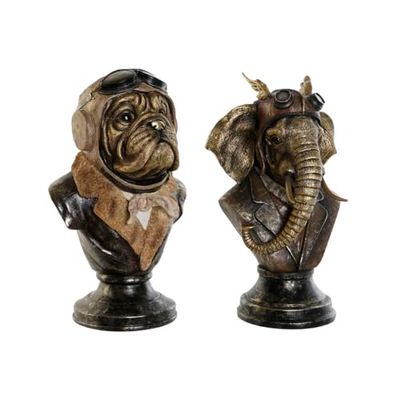 Home ESPRIT Decorative Figurine Steampunk Grey Multicoloured 21 x 18 x 35 cm (2 Units)