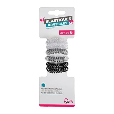 UPFIT - Hårband - Set med 6 stycken - 3 färger: svart, grå och vit - Material: Plast - lämnar inga märken i håret - gör det möjligt att fästa håret