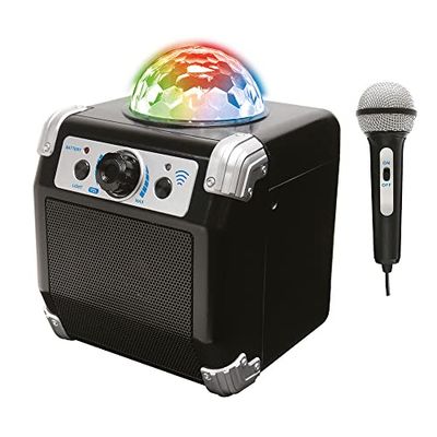 DEQUBE - Wireless Karaoke System with Bluetooth Connection to Devices, Built-in Disk Ball, with Rechargeable Battery, Black, Medium (916D00038)
