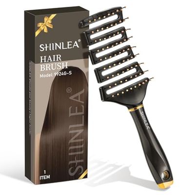 SHINLEA Brosse Cheveux Démélant, Professionnelle Incurvée Ventilée pour Coiffeur Outils de Coiffure Brosses de Massage Démêlantes à Séchage Rapide