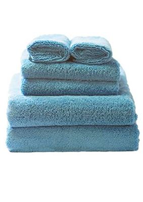 Glart 49M4B Set de 6 Serviettes de Bain Absorbantes en Microfibres de Qualité Professionnelle/Salon de Coiffure. Sèchent Simplement la Peau et Les Cheveux en tamponnant, Couleur Grise