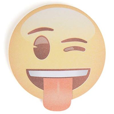 Unique 50879 - Blocco note rotondo, 3 x 8,9 cm, motivo: Emoji pazzi, colore: Giallo