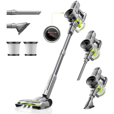 Kalado Steelstofzuiger Draadloos, 26Kpa Steelstofzuiger met 250W Borstelloze Motor, 40Min Afneembare Batterij, LED Display, 6 in 1 Lichtgewicht Staande Stofzuigers voor Huisdierhaar Tapijt Auto Vloer