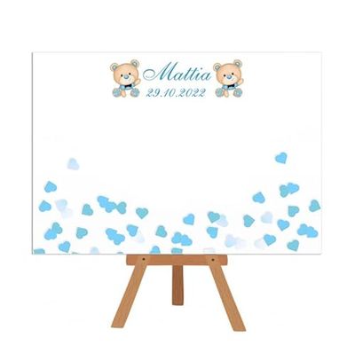 Tableau battesimo orsetto azzurro - pannello rigido di base per battesimo o cerimonie