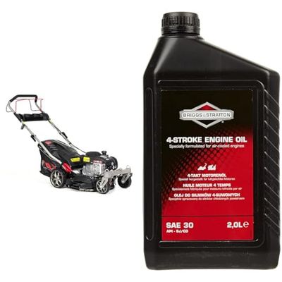 NAX POWER PRODUCTS 1000S Moteur Briggs & Stratton série 450E 125 cm3 Largeur de Coupe 42 cm & Briggs & Stratton 100008E Huile Moteur SAE 30, 2.0 Litre