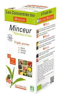 NUTRIGÉE - Minceur Rétention d'Eau - Boisson Concentrée Bio - Triple Action - Brûle, Draine & Affine - 9 Plantes Bio & 6 Fruits Bio - 2 x 10ml /Jour - 300 ml - Programme 15 Jours - Fabriqué en France