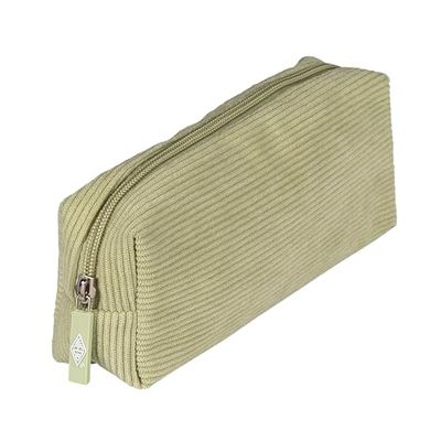 WEDO Etui van katoen in corduroy look, schoolmapje voor pennen en schrijfmaterialen, mapjes corduroy pistache