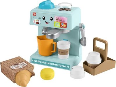 Fisher-Price Juguete para niños pequeños My Barista con Niveles de Aprendizaje y 10 Piezas, a Partir de 18 Meses, versión multilingüe HYT00