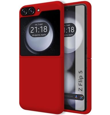 Tumundosmartphone Custodia in silicone liquido ultra morbido per Samsung Galaxy Z Flip 5 5G colore rosso