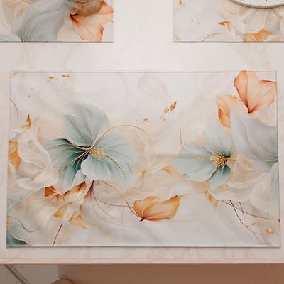 PETTI Artigiani Italiani - Sets de Table américains avec Impression numérique, Sets de Table américains en Tissu et lavables (Lot de 2 à 30 x 45 cm) Marble Flower, 100% fabriqué en Italie
