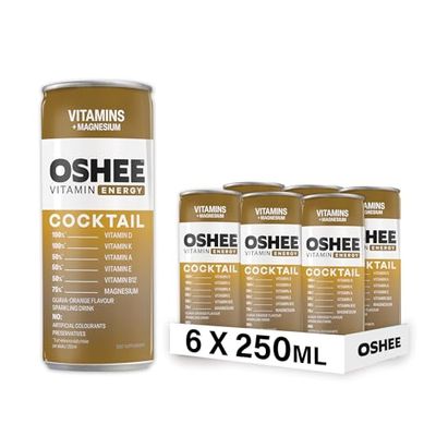 Oshee Vitamin Energy Cocktail Orange Flavour 250ml (Pack of 6) - Multivitamin - Magnesium - Multipack
