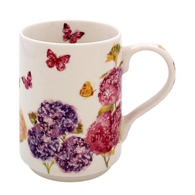 Ceramic Mug Fine China Drinking Coffee Cup Butterfly Blossom Floral Pink Design