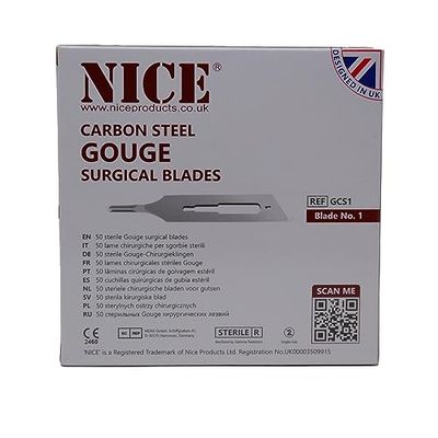 50 x NICE No.1 Gouge Sterile Carbon Steel Blades GCS1 for Manicure and Pedicure