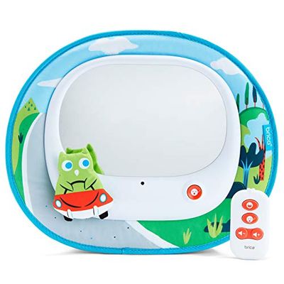 Brica by Munchkin Cruisin' baby in zicht autospiegel met uil, 8 onderhoudende deuntjes en rustgevende melodieën, gesynchroniseerd met LED-lichtshow, automatische uitschakeling van de batterij