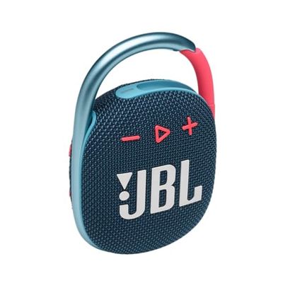 JBL Clip 4 draagbare Bluetooth luidspreker in blauw/roze ; IP67 waterbestendig en stofdicht, met karabijnhaak