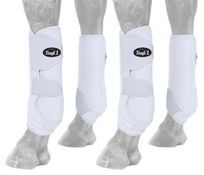 Tough 1 - Juego de Botas Deportivas para Caballo con ventilación Extrema, Talla L, Blanco