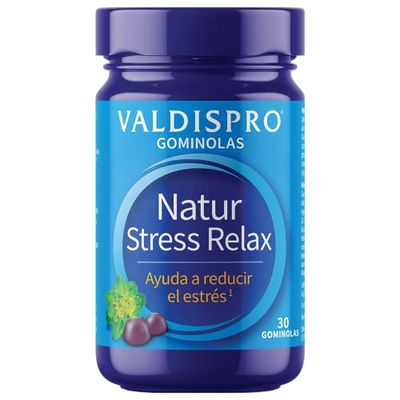 VALDISPRO Natur Stress Relax, Ayuda a reducir el estrés y a mejorar el ánimo durante el día, Sin colorantes artificiales y sin gelatina animal, 30 gominolas